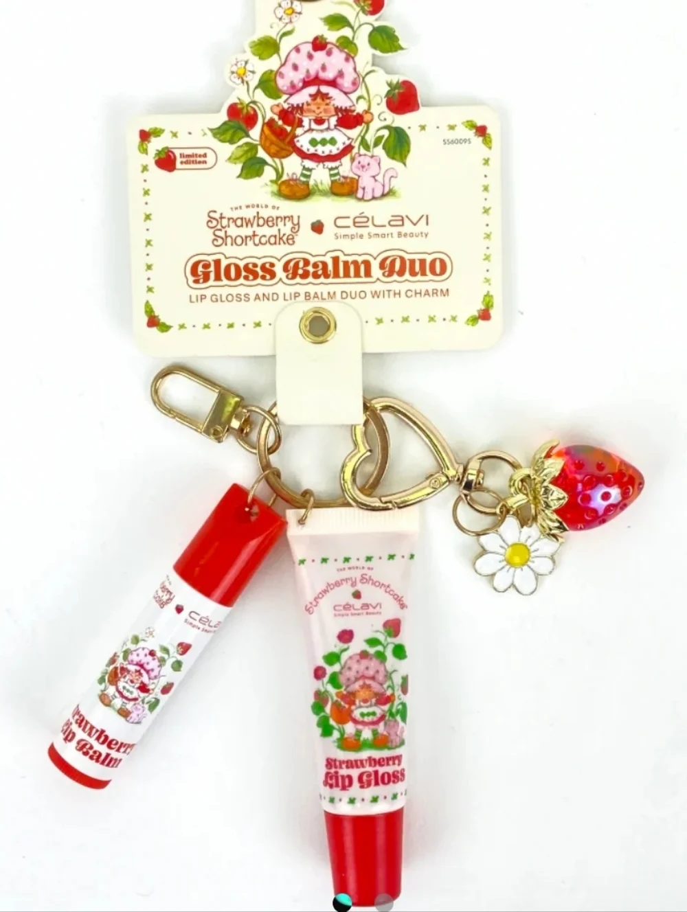 Celavi X Strawberry Shortcake Lip Gloss & Balm Keychain Duo